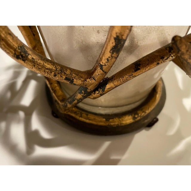 Late 20th Century Contemporary Gilt Iron and Art Glass Vase For Sale In New York - Image 6 of 7