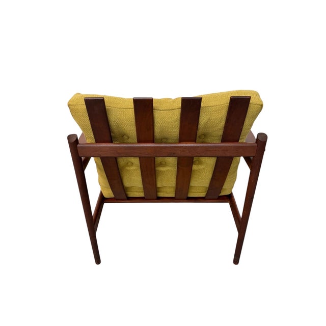 Mustard Mid-Century Danish Modern Poul Jensen for Selig Walnut Arm Chairs - Restored! For Sale - Image 8 of 11