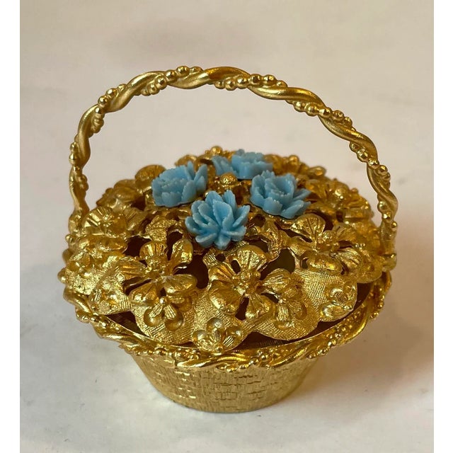 Mid-Century Modern Vintage Firenza Gold Metal Trinket Box For Sale - Image 3 of 7