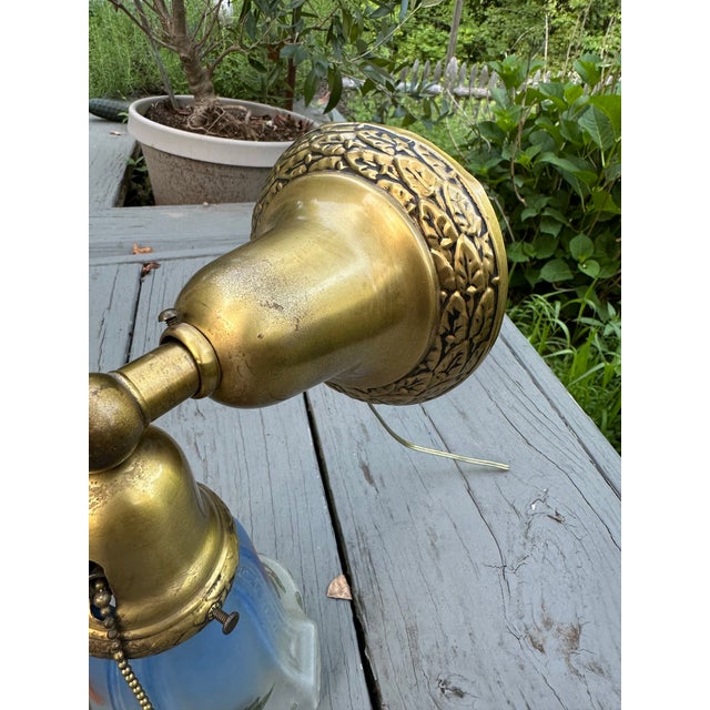 Vintage Brass Wall Sconce With Vintage Painted Shade For Sale In New York - Image 6 of 8