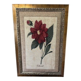 Vintage Framed Botanical Dahlia Needlepoint- Decorative Arts Inc. For Sale