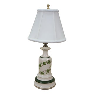 Vintage Porcelain Green Ivy Wine Vanity Boudoir Table Lamp 12" For Sale