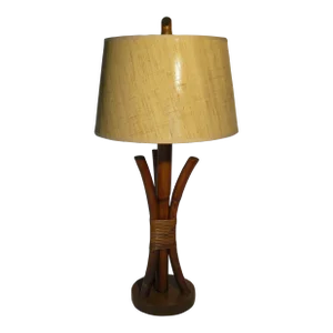 Vintage Natural Bamboo Table Lamp in the Style of Paul Frankl