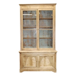 French Louis Philippe Bleached Step-Back Cupboard With Original Painted Interior, 19th Century For Sale