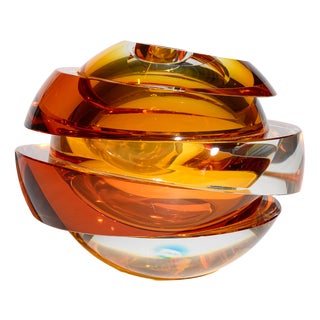 Blockglas Amber Globe Vase from Rosenthal Creative Center, Germany, 2012 For Sale