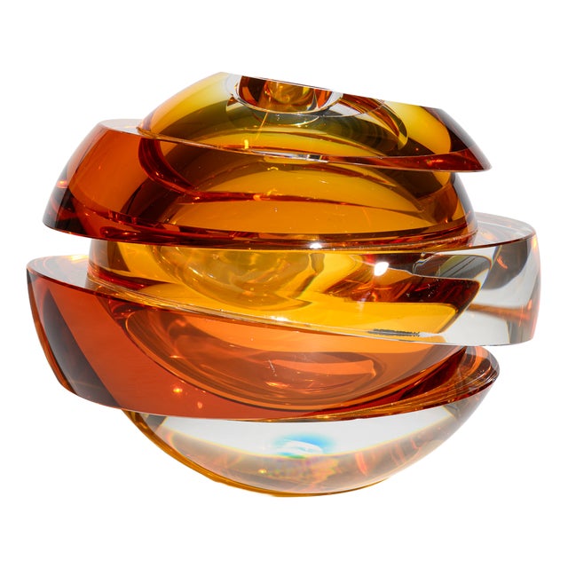 Blockglas Amber Globe Vase from Rosenthal Creative Center, Germany, 2012 For Sale