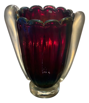 Art Deco Style Iridescent Murano Glass Vase, 1980s