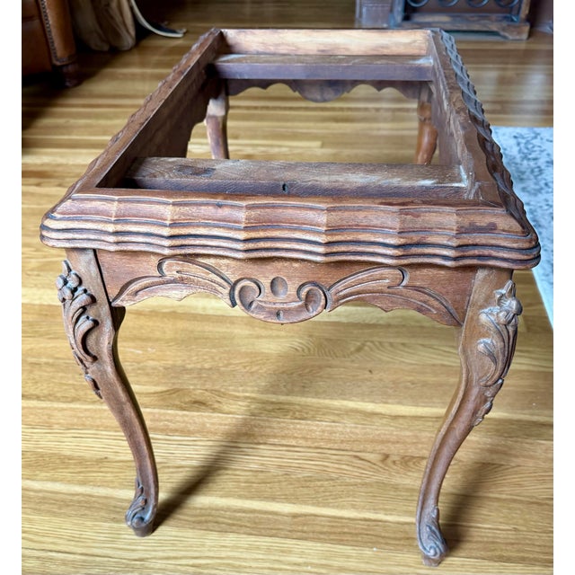 1940s Vintage French Provincial Louis XV Style Marble Top Table For Sale - Image 5 of 6