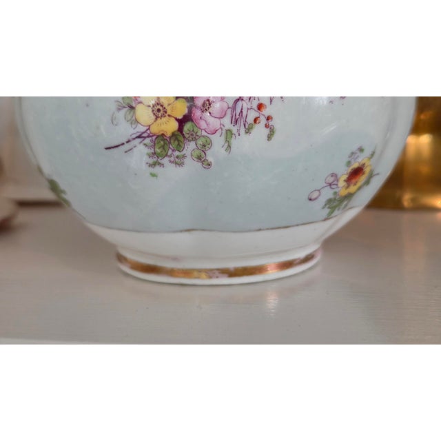 Ceramic 1900s Continental Floral Porcelain Petite Pitcher With Gilt Accents For Sale - Image 7 of 12