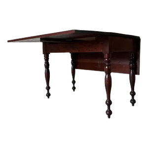 Antique 19th Century Walnut Drop Leaf Table W/ Turned Legs