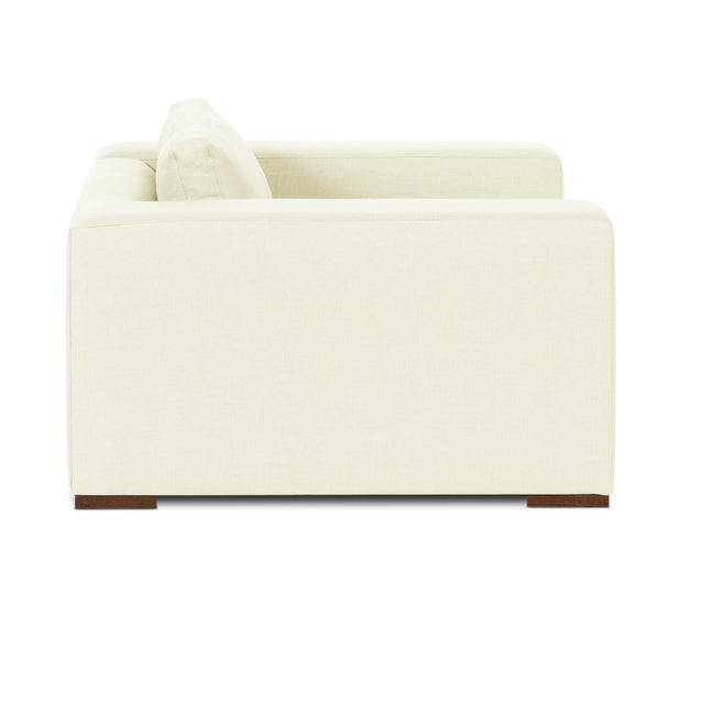 Contemporary Casa Cosima Modernly Plush Ivory Linen Chair For Sale - Image 3 of 3