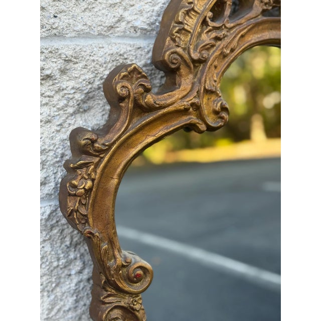 Baroque Vintage Gilded French Baroque Carved Wall Mirror For Sale - Image 3 of 10