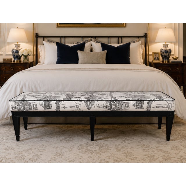 Bring a little bit of Paris home with this extraordinary antique-style bench, reimagined with Schumacher’s iconic Views of...