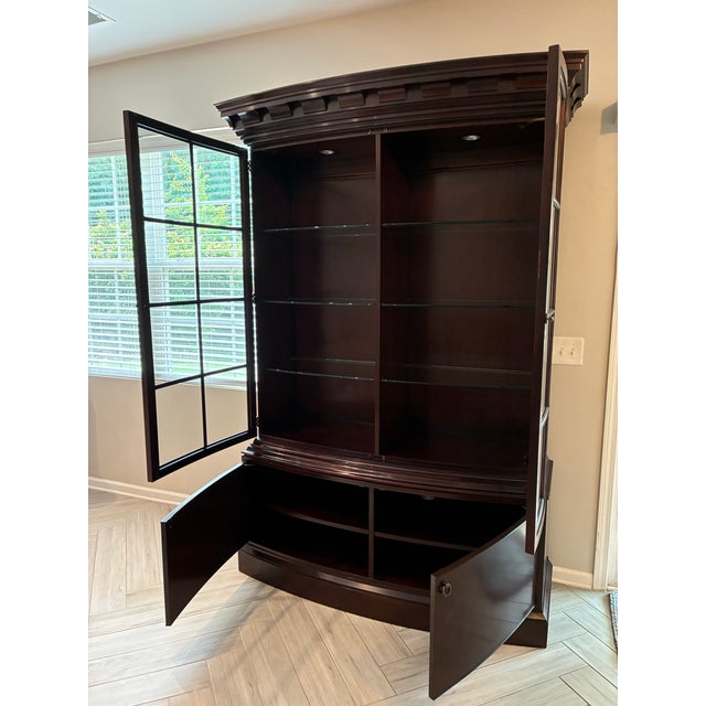Brown Late 20th Century Baker, Georgian Style Bow-Front China Cabinet For Sale - Image 8 of 10