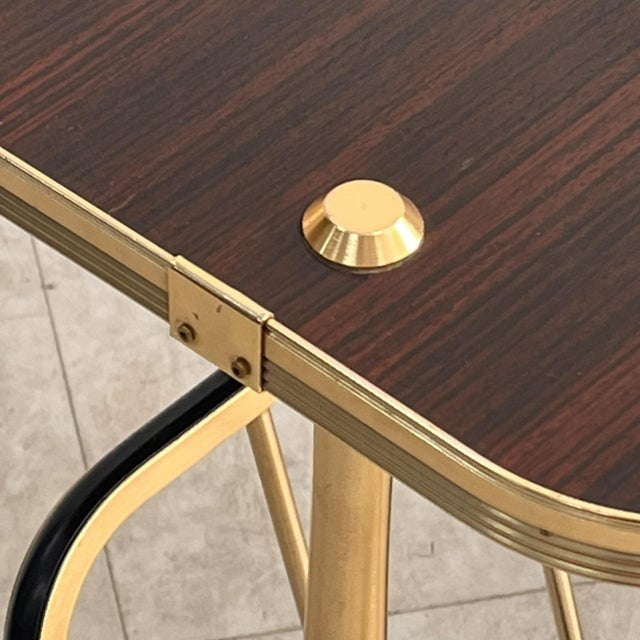 Mid-Century Modern Mid-Century Modern Side Table with Magazine Rack in Brass and Black Lacquered Metal, 1950s For Sale - Image 3 of 6