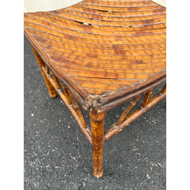 Antique Egyptian Revival Tortoise Bamboo Thebes Stool For Sale - Image 11 of 12