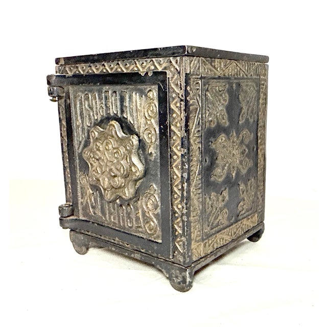 Metal Rare Mistake Antique 1888 Cast Iron Security Safe Deposit Lockable Still Bank For Sale - Image 7 of 12