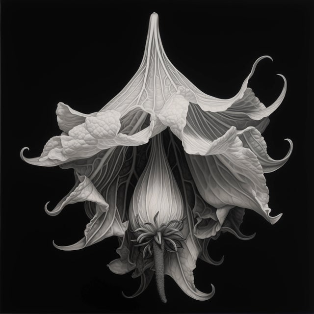 Contemporary 48" X 48" - Art Wall Installation 'Brugmansia Flowers' - Set of 4 - Limited Edition Botanical Photograph Prints For Sale - Image 3 of 7