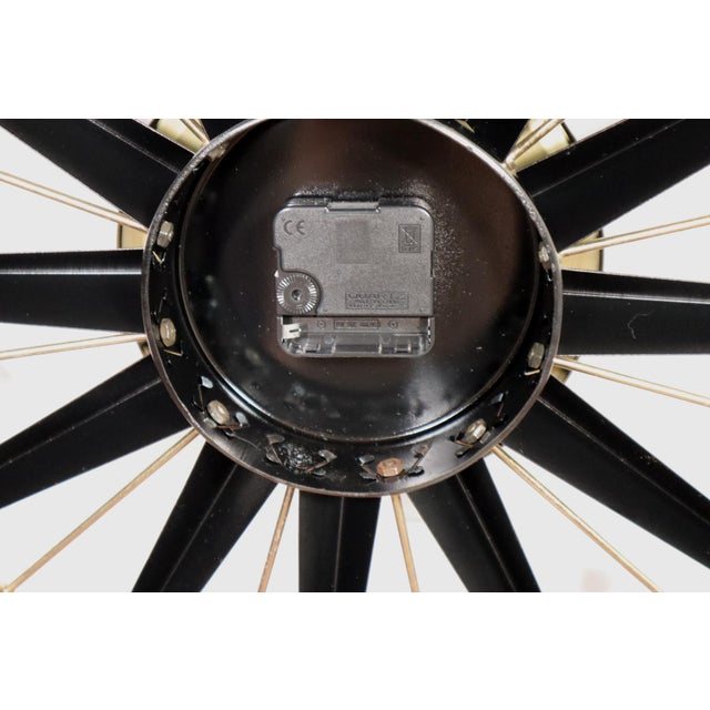 Black Vintage Mid Century Welby Starbust Wall Clock 50's 60's Modern Retro Gold Black For Sale - Image 8 of 8