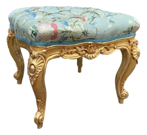 1980s French Louis XVI Gold Beech Mint Bench