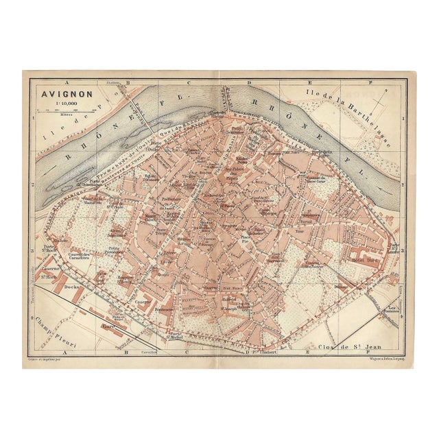 1909 Avignon France Antique Map For Sale