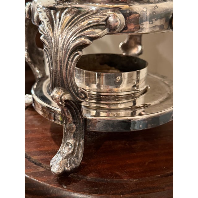Metal Vintage F B Rogers Silverplate Coffee Urn Samovar With Burner For Sale - Image 7 of 10