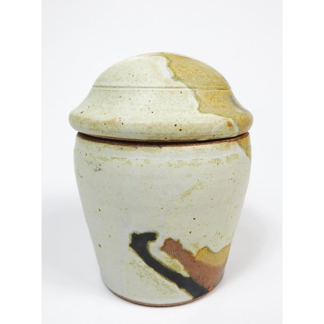Abstract Mid 20th Century Abstract Glaze Lidded Pottery Jar For Sale - Image 3 of 8