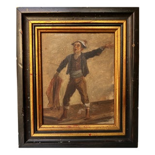 Neapolitan Artist, Genre Scene, 1880, Oil on Panel, Framed For Sale