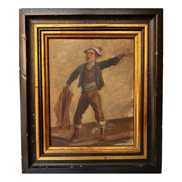 Neapolitan Artist, Genre Scene, 1880, Oil on Panel, Framed For Sale