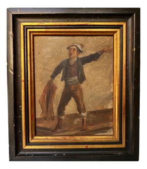 Neapolitan Artist, Genre Scene, 1880, Oil on Panel, Framed