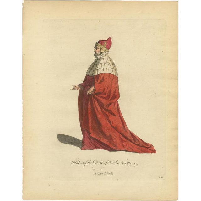 European School, Duke and Duchess of Venice Costume, 1581, Engraving, Set of 2 For Sale - Image 3 of 11