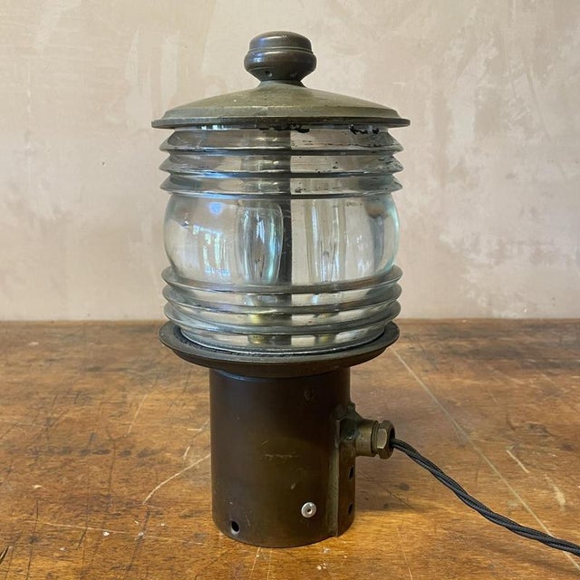 Vintage Brass Maritime Lantern Boat Lamp For Sale - Image 6 of 8