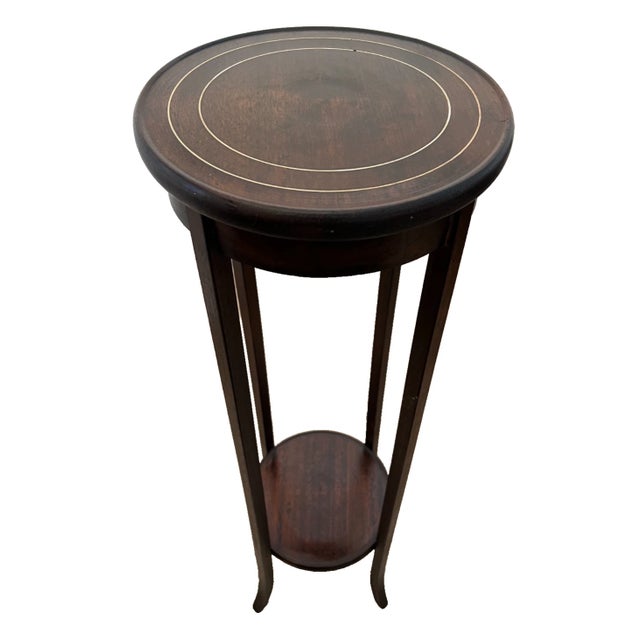 Gorgeous Vintage Plant Stand Round Tall Table with shelf Chippendale style Solid Mahogany 39" Tall x 12" wide 12" deep....