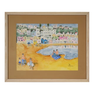Capitola Beach, California - Original Watercolor on Paper by Ken L Stephens For Sale