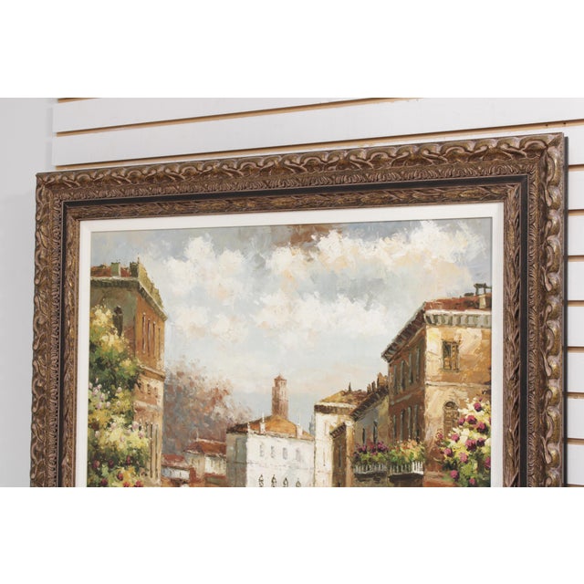 Gold w.johannele Large Venice Canal Oil Painting on Canvas For Sale - Image 8 of 17