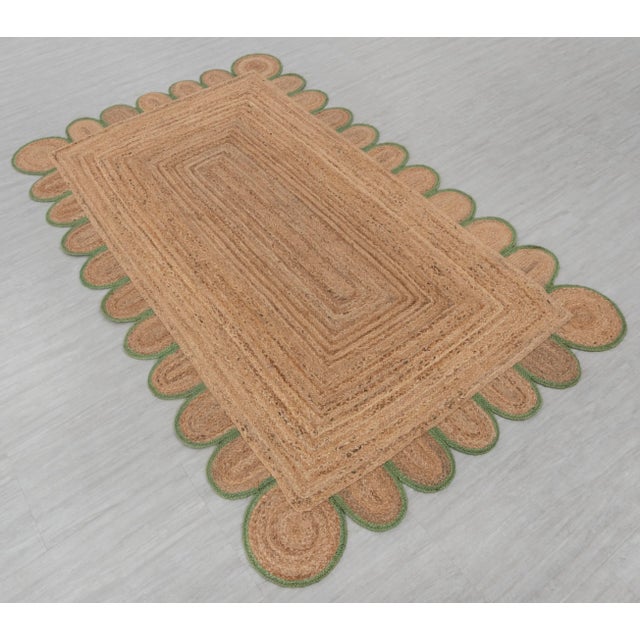 Not Yet Made - Made To Order Olive Green Scallop Edge Jute Rug 3x20 Ft. For Sale - Image 5 of 13