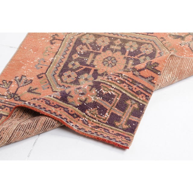 Textile Mid 20th Century Soft Salmon & Olive Green Medallion Rug For Sale - Image 7 of 9