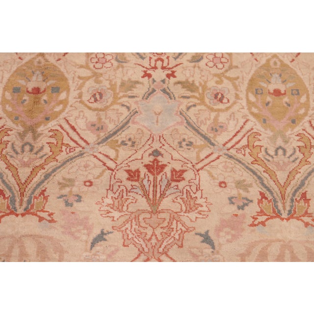 Shabby Chic Shabby Chic Floral 1990's Pak-Persian Tan/Red Wool Rug - 6'1'' X 9'1'' For Sale - Image 3 of 9