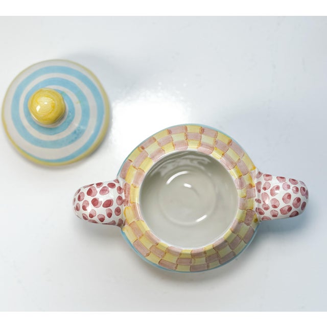 Pink Hand Painted Vintage Mackenzie-Childs Tea Set in "Butterfly" Pattern For Sale - Image 8 of 11