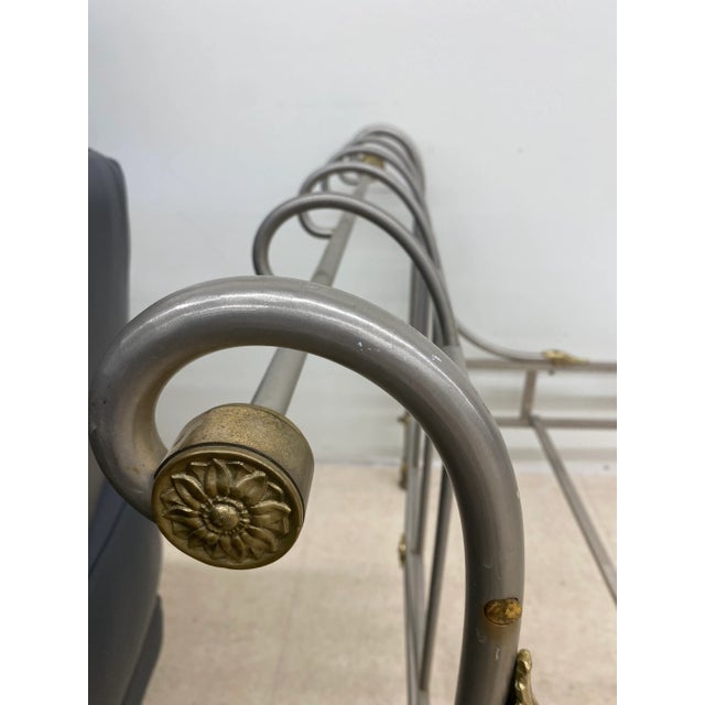 Maison Jansen Vintage French Daybed Steel and Brass in the Manner of Maison Jansen For Sale - Image 4 of 11