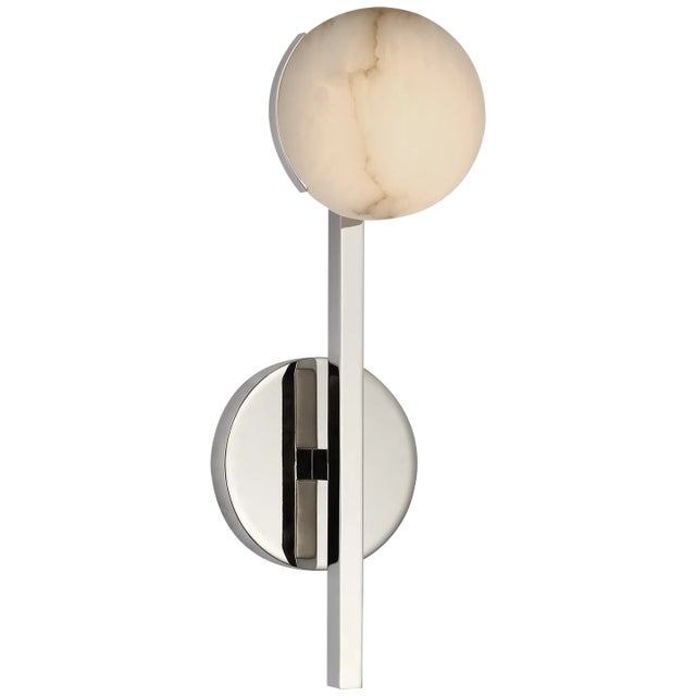 Modern Kelly Wearstler for Visual Comfort Signature Pedra Petite Tail Sconce in Polished Nickel with Alabaster For Sale - Image 3 of 3