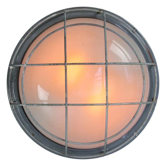 Industrial Vintage Industrial Frosted Glass Wall Light For Sale - Image 3 of 7