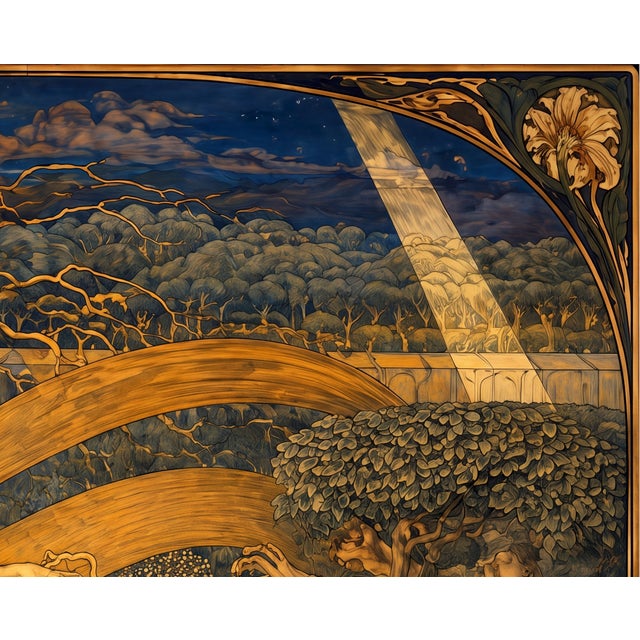 Jan Toorop 1893 Nocturne of Gold and Blue Art Nouveau 20 by 16 Gallery Board Print For Sale - Image 9 of 15