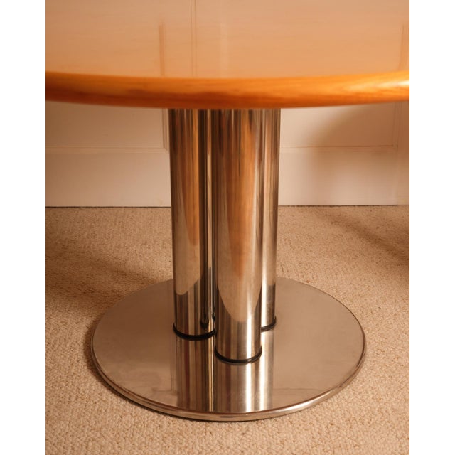 Vintage Italian Circular Dining Table in Wood and Metal, 1970s For Sale - Image 4 of 9