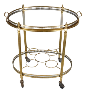 Small Mid-Century Modern Italian Brass Bar Cart with Removable Tray, 1950s