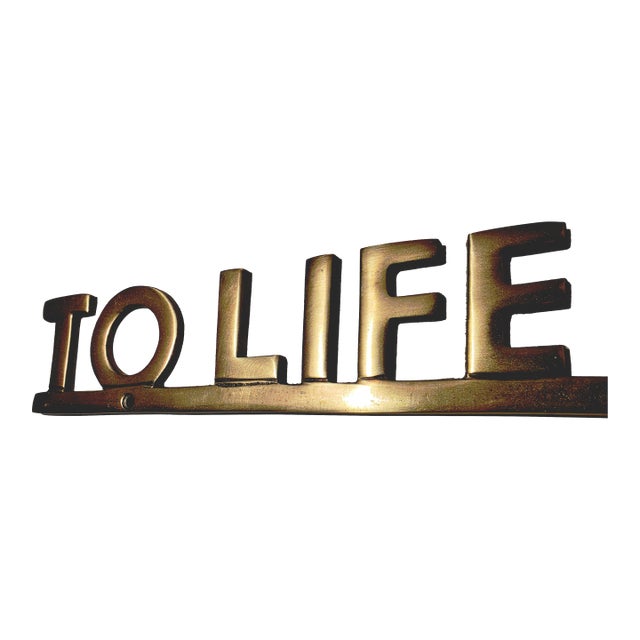 Industrial Vintage Brass "To Life Boats" Nautical Arrow Sign 18" For Sale - Image 3 of 5