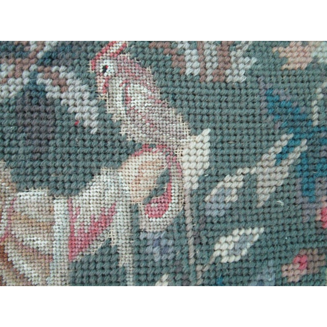 Medieval Lady Falconer Needlepoint Art in Antique Gold Frame Guc For Sale - Image 18 of 18