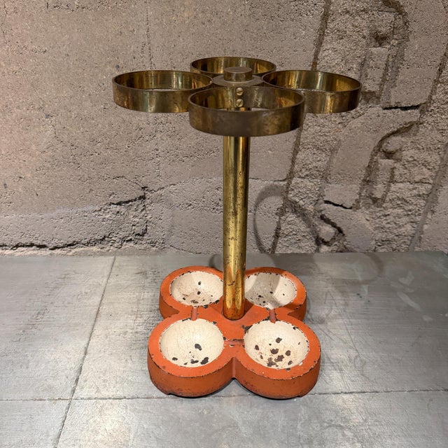Brass 1960s Bauhaus Umbrella Stand Style of Hermès Paris Mid-Century Modern Europe For Sale - Image 8 of 17
