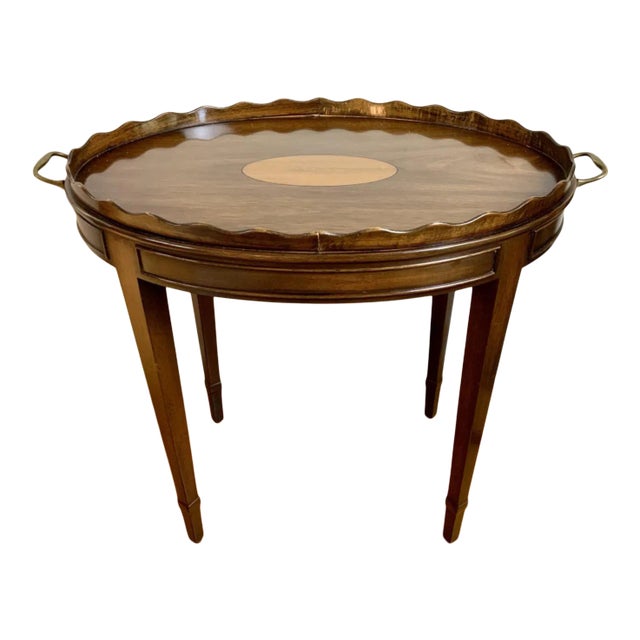 20th Century Kittinger English Mahogany Oval Tea Table For Sale