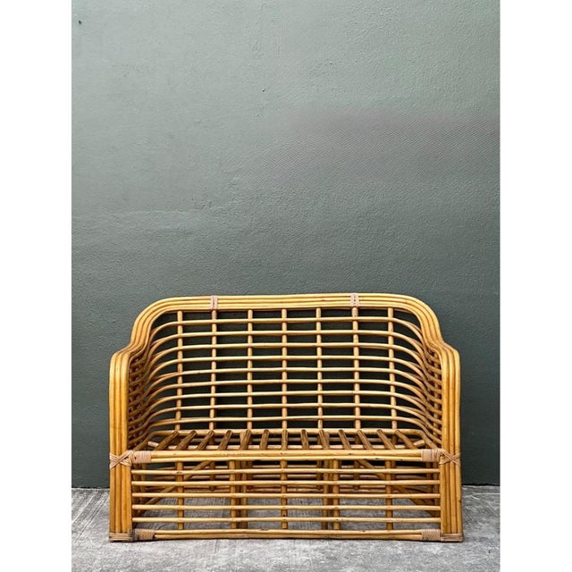 Vintage Stacked Rattan Loveseat For Sale - Image 12 of 12